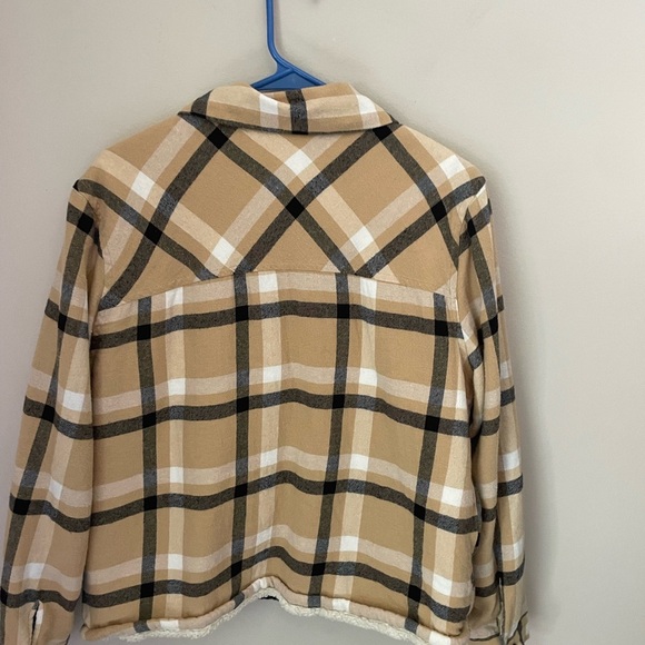 Lucky Brand Beige Plaid Sherpa Shacket Size Large - Picture 8 of 9